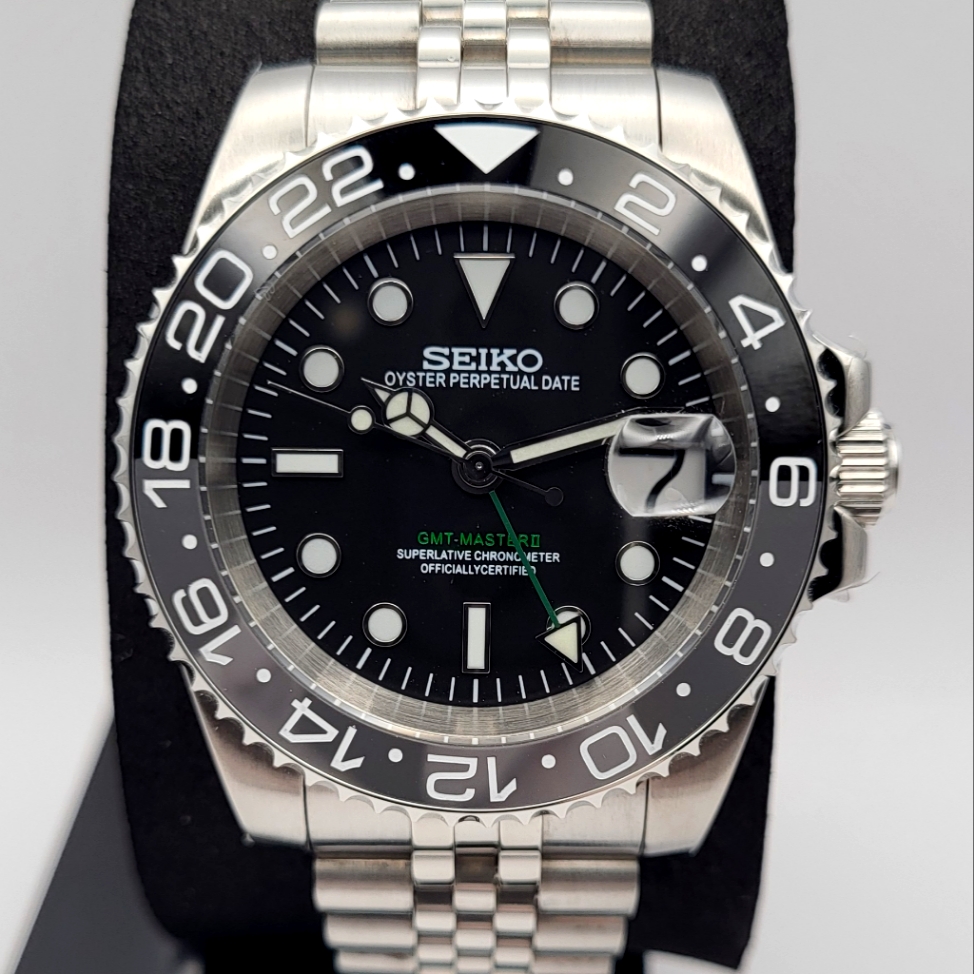 New Custom 40mm Seikomod Automatic Gmt Watch